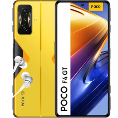 Poco F4 GT 5G viedtālrunis + austiņas, 8 + 128 GB mobilais tālrunis bez līguma, 6,67 collu 120 Hz E4 AMOLED displejs, 64 MP trīskāršā kamera, 4700 mAh, 120 W HyperCharge, dzeltens