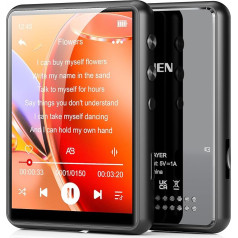 64GB Bluetooth 5.3 MP3 atskaņotājs, MECHEN MP3 atskaņotājs ar skārienjūtīgu ekrānu, video, balss ierakstīšana, FM radio, e-grāmata, iekļauts aizsargvāciņš