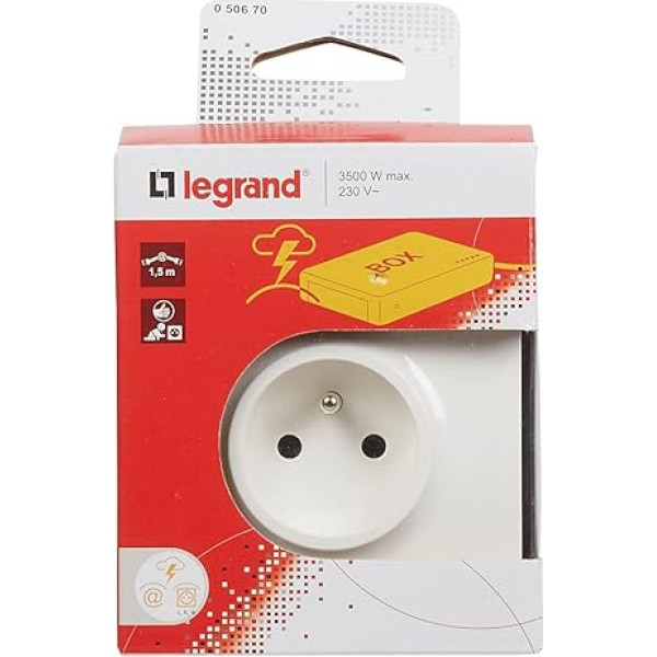 Legrand LEG50670 Steckdose mit Schutzkontakt 2P + T 2 x RJ 45 mit Überspannungsschutz, kabelis 1,5 m