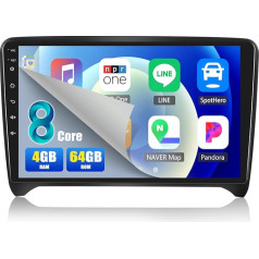 [8Core 4G + 64G] CAMECHO Android 13 auto radio Audi TT 8J MK2 2008-2014 ar navigācijas sistēmu Carplay Android Car, radio 2 DIN 9 collu ekrāns ar DSP RDS Bluetooth Mirror Link