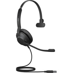 Jabra Evolve2 30 austiņas - mono austiņas ar trokšņu slāpēšanu - sertificētas UC - ar 2 mikrofonu zvanīšanas tehnoloģiju - USB-A kabelis - melnas krāsas