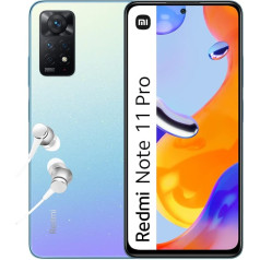 Xiaomi Redmi Note 11 Pro, viedtālrunis + austiņas, 6 + 128 GB mobilais tālrunis bez līguma, 6,67 collu 120 Hz FHD + AMOLED displejs, 67 W Turbo uzlāde, 108 MP kamera, zvaigžņoti zils (vācu versija, Amazon)