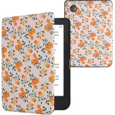 kwmobile Flip Case saderīgs ar Kobo Clara 2E / Tolino Shine 4 Case - e-lasītāja futrālis - Yellow Flowers Yellow Green Beige