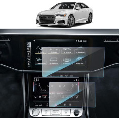 SKTU Ekrāna aizsargstikls saderīgs ar Audi A6 / A7 C8 2019-2023 2024 Navigācijas GPS ekrāna aizsargstikls rūdīta stikla aizsargstikls, izturīgs pret skrāpējumiem (MMI 10,1 collas + priekšējais klimata 8,6 collas)