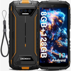 DOOGEE S41 Plus Āra mobilais tālrunis bez līguma 8GB + 128GB (1TB paplašināms) Android 13 Āra viedtālrunis 6300 mAh Octa Core 5,5 collu HD+ displejs 13MP + 8MP Būvlaukuma mobilais tālrunis 4G