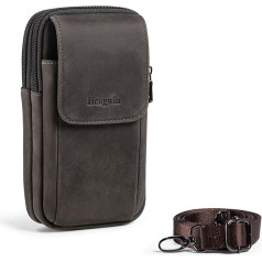 Hengwin Double Belt Bag vīriešu jostas soma iPhone/Samsung Galaxy mobilajiem telefoniem plecu soma Mobilā soma ar jostas gredzenu un jostas stiprinājumu (pelēka)