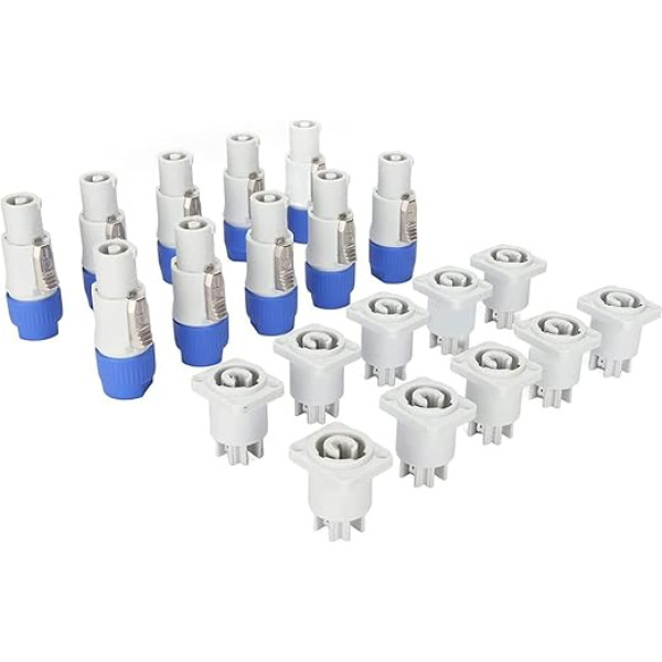 Tagtight 10 Pack Neutrik Powercon Type A Nac3Fca + Nac3Mpa-1 šasijas kontaktdakšas paneļa adapteris, 3 pin AC Power Con vīriešu un sieviešu signāla ieejas kontaktligzda gaismas gaismu skatuves gaismas barošanai (izejas)