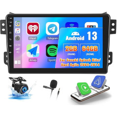 OiLiehu 2G + 64G Android 13 Auto Radio 2DIN Carplay Android automašīnai Suzuki Splash Ritz/Opel Agila 2004-2014 Auto Radio ar ekrānu 9 collas ar Mirror Link/EQ/Bluetooth/FM RDS/WiFi/GPS/Rear View Camera