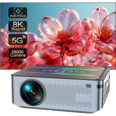 Auto fokusa trapecveida korekcijas projektors 8K - Puersit LED mājas kinozāles video projektors 4K 25000 lūmenu Android OS projektors Atbalsta Full HD 1080P 5G WiFi BT PS5, HDMI, viedtālrunim, klēpjdatoram