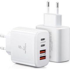 2-Pack USB C lādētājs, 40W barošanas avots USB C daudzfunkcionāls USB lādētājs, 4 portu USBC strāvas adapteris + QC USB kontaktdakša ātrais lādētājs iPhone 15 14 13 13 12 11 Pro Max Plus XS XR, iPad, Samsung mobilo tālruņu lādētājs