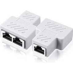 Frienda RJ45 Ethernet sadalītāja savienotāji no 1 uz 2 sadalītāja adaptera LAN Ethernet savienotājs, saderīgs ar Cat5 Cat6 kabeļiem, 2 datori vienlaicīgi sērfo internetā (balts, 2 gab.)