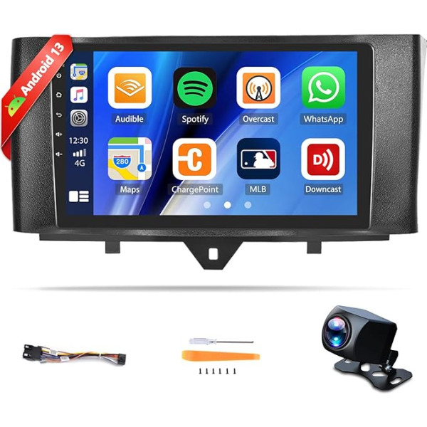 SIXTOP Auto radio Android 13 Mercedes Benz Smart Fortwo 2011-2015 ar Carplay & Android Car, 9 collu skārienjūtīgais ekrāns ar Bluetooth WiFi GPS FM / RDS Hi-FI SWC 2USB + AHD aizmugures skata kamera