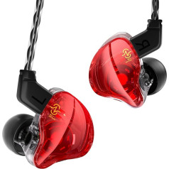 CCZ Coffee Bean In-Ear austiņas, HIFI 1DD draiveris ausu monitoriem, vadu austiņas ar basiem, skaidru skaņu, ērtiem ausu sprauslām, ērtas austiņas dziedātājiem, mūziķiem, bundziniekiem (sarkanas, bez bungām)