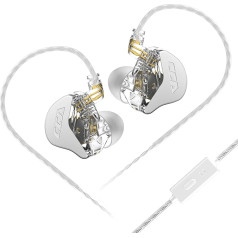 CCA CRA In-Ear austiņas, īpaši plāns membrānas dinamiskais draiveris, IEM, tīra skaņa un dziļi basi, vadu austiņas ar nesajaucamu noņemamu kabeli, baltas ar mikrofonu