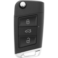 3 taustiņu tālvadības pults Flip Key Shell saderīgs ar New Beetle Cordoba Octavia Super rezerves salokāmo tālvadības pults atslēgas pults korpusa vāciņš ar nesagrieztu asmeni