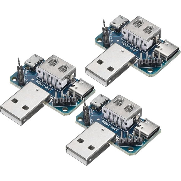 3 x 4 Pin USB adaptera padome Micro Type-C Male to Female Adapter Board ar kontaktligzdu galveni