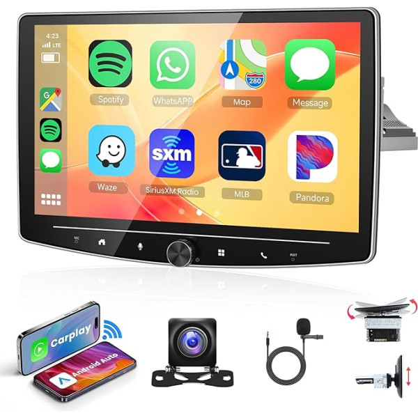 1G + 32G bezvadu Carplay Android auto radio 1 DIN ar Android auto GPS navigāciju WiFi 10,1 collu skārienjūtīgais ekrāns ar Bluetooth FM/RDS/OBD/DAB+/DVR stūres vadības stūres ratu + atpakaļgaitas kamera