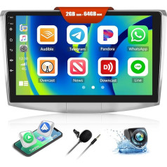 2G + 64G CAMECHO Android 13 auto radio VW Magotan/CC/Passat B7/B6 2010-2015 ar navigāciju Carplay Android Car, Double DIN auto radio ar 10 collu ekrānu Bluetooth RDS/FM MirrorLink + atpakaļgaitas kamera