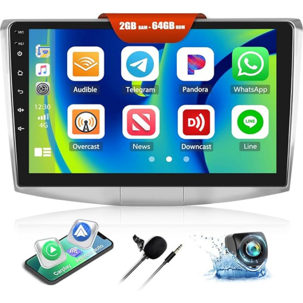 2G + 64G CAMECHO Android 13 auto radio VW Magotan/CC/Passat B7/B6 2010-2015 ar navigāciju Carplay Android Car, Double DIN auto radio ar 10 collu ekrānu Bluetooth RDS/FM MirrorLink + atpakaļgaitas kamera