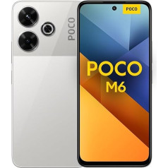 Poco M6 (viedtālrunis), 8 GB + 256 GB, MediaTek Helio G91-Ultra, 6,79 collu displejs, galvenā kamera 108 MP, akumulators 5030 mAh, ātrā uzlāde 33 W, sudrabots