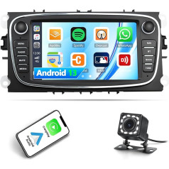 Android 13 Auto radio Ford Focus II Mondeo 9 S-Max C-Max Kuga 2008-2011 ar Mirrorlink, 7 collu skārienjūtīgais ekrāns ar Bluetooth FM/RDS/HiFi WiFi/GPS + AHD aizmugures skata kamera un mikrofons