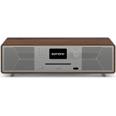 sonoro MEISTERSTÜCK (2. paaudzes) kompaktā sistēma ar CD atskaņotāju, Bluetooth un interneta radio (Airplay, Chromecast, Spotify, Tidal, FM, DAB+, USB) Walnut