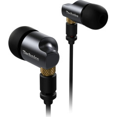 Technics Premium In-Ear monitori IEM, augstas precizitātes In-Ear austiņas ar inovatīvu 10 mm draiveri, kas nodrošina īpaši zemu kropļojumu līmeni, melnas/zeltas krāsas