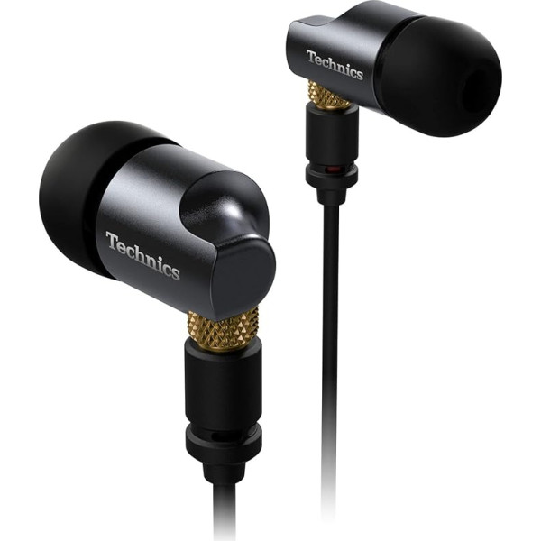 Technics Premium In-Ear monitori IEM, augstas precizitātes In-Ear austiņas ar inovatīvu 10 mm draiveri, kas nodrošina īpaši zemu kropļojumu līmeni, melnas/zeltas krāsas