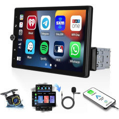 CAMECHO 1 DIN vertikālais 10,4 collu ekrāns Auto radio ar CarPlay Android auto radio ar GPS Mirror Link Bluetooth FM EQ SWC + atpakaļgaitas kamera