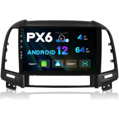 JOYX PX6 Android 11 autoradio piemērots Hyundai Santa FE (2006-2012) - [4G + 64G] - Bez aizmugures kameras - 2 DIN - 9 collas - Atbalsta DAB stūres vadības ierīci 4G WiFi Bluetooth 4.0 Carplay Android Car