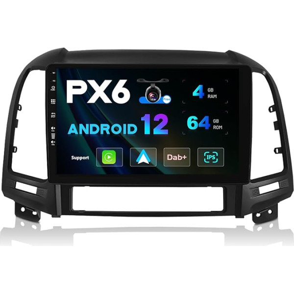 JOYX PX6 Android 11 autoradio piemērots Hyundai Santa FE (2006-2012) - [4G + 64G] - Bez aizmugures kameras - 2 DIN - 9 collas - Atbalsta DAB stūres vadības ierīci 4G WiFi Bluetooth 4.0 Carplay Android Car