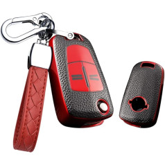 HIBEYO Flip Key Auto atslēgu futrālis piemērots Vauxhall TPU atslēgu futrālim, aizsargvāciņš Vauxhall Corsa Astra Insignia Zafira Antara Mokka Tigra Adam atslēgu futrālim, tālvadības atslēgu flip aksesuāri sarkans