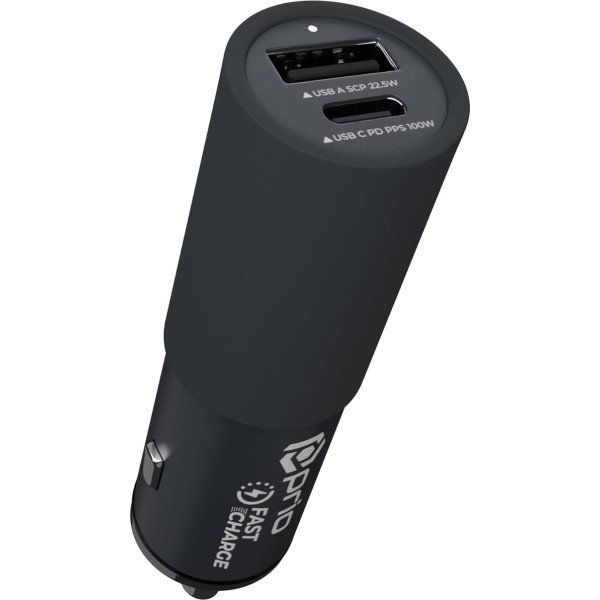 prio 100 W auto ātrais lādētājs (USB C + USB A) - ideāli piemērots visu ražotāju klēpjdatoriem, planšetdatoriem un tālruņiem, tostarp iPhone 15/14/13/13/12/11, Samsung S24/S23/S22