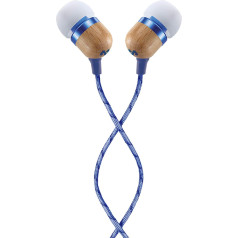 House of Marley Kopfhörer mit Kabel 'Smile Jamaica'- In-Ear Kopfhörer mit Mikrofon, 1-Knopf Steuerung & Geräuschisolierung, inkl. 2 Gel-Aufsätzen und verwicklungsfreies Kabel (Denim Blau)