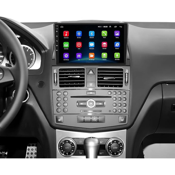 [1G+32G] SIXWIN Android 13 auto radio Mercedes-Benz W204 (2007-2010), 9 collu kapacitatīvais skārienjūtīgais skārienjūtīgais ekrāns ar WiFi GPS Bluetooth FM/RDS USB Mirrorlink + Canbus + atpakaļgaitas kamera