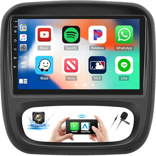 [2G + 64G] Android 13 auto radio Opel Vivaro B/Renault Trafic/Fiat Talento/Nissan NV300 ar Carplay Android Car, 9 collu skārienjūtīgais ekrāns ar GPS WiFi FM/RDS Bluetooth Mirror Link + atpakaļgaitas kamera &