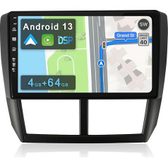 YUNTX [4GB + 64GB] Android 13 auto radio Subaru Forester/Impreza 2007-2012-[Integrēts CarPlay/Android Car/DSP/GPS]-9 collu IPS 2.5D kamera + MIC-DAB/ stūres kontrole/ spoguļa saite/Bluetooth