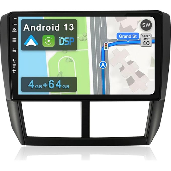 YUNTX [4GB + 64GB] Android 13 auto radio Subaru Forester/Impreza 2007-2012-[Integrēts CarPlay/Android Car/DSP/GPS]-9 collu IPS 2.5D kamera + MIC-DAB/ stūres kontrole/ spoguļa saite/Bluetooth