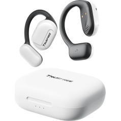 truefree O1 Open Ear Bluetooth 5.3 austiņas, bezvadu austiņas ar dinamiskiem 16,2 mm skaņas draiveriem, ENC, aizraujoša stereo skaņa, 4 mikrofoni, 45 stundu atskaņošanas laiks sportam, treniņiem, spēlēm (baltas)