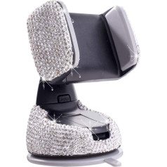 Automašīnas tālruņa turētājs ar piesūcekni Pārnēsājamā automašīnas gaisa izplūdes atveri Regulējams Sieviešu Rhinestone Universāls automašīnas Rhinestone White