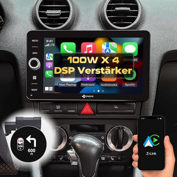 DYNAVIN Android auto radio ar satelītnavigāciju Audi A3 S3, 9 collu radio ar bezvadu Carplay un Android Car, Head-up displejs, ietver DAB+: D9-A3 Premium Flex