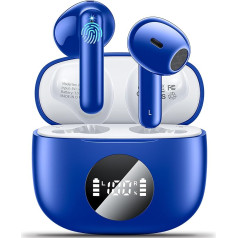 Bluetooth austiņas, bezvadu Bluetooth 5.3 In-Ear austiņas ar 4 mikrofoniem, 40H atskaņošanas laiks, sporta austiņas, LED displejs, Hi-Fi Stereo ENC trokšņu samazināšanas austiņas darbam un mācībām, zilas krāsas