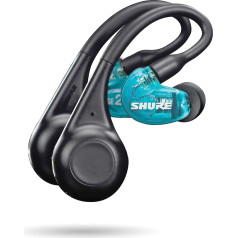 Shure AONIC 215 TW2 patiesi bezvadu skaņu izolējošas austiņas ar Bluetooth 5 tehnoloģiju, augstākās kvalitātes audio ar dziļiem basiem, droša regulēšana uz ausīm, 32 stundu akumulatora darbības laiks (2. paaudzes) - zilas