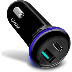 Olixar USB C/QC 3.0 divu portu 36W ātrās uzlādes auto lādētājs