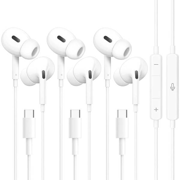 USB C vadu austiņas, In-Ear austiņas ar mikrofonu un skaļuma regulēšanas funkciju, Hi-Fi Stereo trokšņa slāpēšanas austiņas iPhone 15/Plus/Pro Max/Pro, Samsung Galaxy S24, S23, S22 Ultra, iPad Pro/Air/Mini