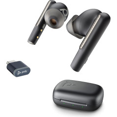 Poly Voyager Free 60 UC bezvadu ausu aizbāžņi (Plantronics) - Mikrofoni ar trokšņu slāpēšanu - Aktīvā trokšņu slāpēšana (ANC) - Pārnēsājams uzlādes korpuss - Saderīgs ar iPhone, Android, PC/Mac, Zoom un