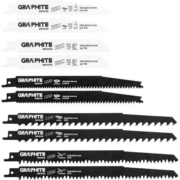 Graphite Zāģa asmenis, HCS/BIM, 10 gab. komplekts.