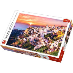 Puzzle 1000 elementi saulriets virs Santorini