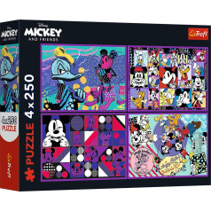 Puzzle 4x250 gabaliņu Mickey mouse