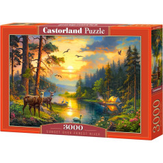 Puzzle 3000 elementi Saulriets virs meža upes